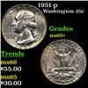 Image 1 : 1951-p Washington Quarter 25c Grades GEM+ Unc