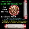 Image 1 : Shotgun Lincoln 1c roll, 1957-d 50 pcs Bank Wrapper.