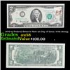 Image 1 : 1976 $2 Federal Reserve Note 1st Day of Issue, with Stamp Grades Choice AU/BU Slider