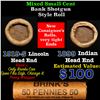 Image 1 : Mixed small cents 1c orig shotgun roll, 1919-s Wheat Cent, 1899 Indian Cent other end, Brinks Wrappe