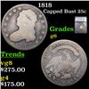Image 1 : 1818 Capped Bust Quarter 25c Graded g6 By SEGS