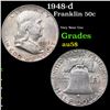 Image 1 : 1948-d Franklin Half Dollar 50c Grades Choice AU/BU Slider