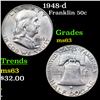 Image 1 : 1948-d Franklin Half Dollar 50c Grades Select Unc