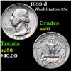 Image 1 : 1939-d Washington Quarter 25c Grades Select AU