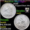 Image 1 : ***Auction Highlight*** 1839 Capped Bust Half Dollar 50c Graded Select Unc BY USCG (fc)