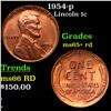 Image 1 : 1954-p Lincoln Cent 1c Grades Gem+ Unc RD