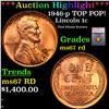 Image 1 : ***Auction Highlight*** 1946-p Lincoln Cent TOP POP! 1c Graded ms67 rd BY SEGS (fc)