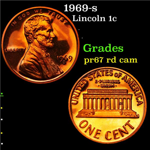 Proof 1969-s Lincoln Cent 1c Grades Gem++ Proof Red Cameo