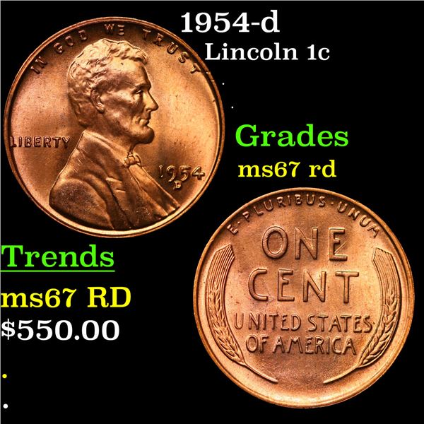 1954-d Lincoln Cent 1c Grades GEM++ Unc RD