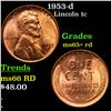 Image 1 : 1953-d Lincoln Cent 1c Grades Gem+ Unc RD