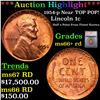 Image 1 : ***Auction Highlight*** 1954-p Lincoln Cent Near TOP POP! 1c Graded ms66+ rd BY SEGS (fc)