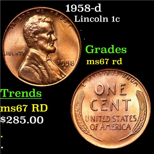 1958-d Lincoln Cent 1c Grades GEM++ Unc RD