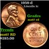 Image 1 : 1958-d Lincoln Cent 1c Grades GEM++ Unc RD