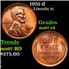 Image 1 : 1951-d Lincoln Cent 1c Grades GEM++ Unc RD