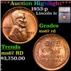 Image 1 : ***Auction Highlight*** 1953-p Lincoln Cent 1c Graded ms67 rd BY SEGS (fc)