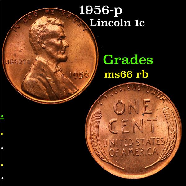 1956-p Lincoln Cent 1c Grades GEM+ Unc RB