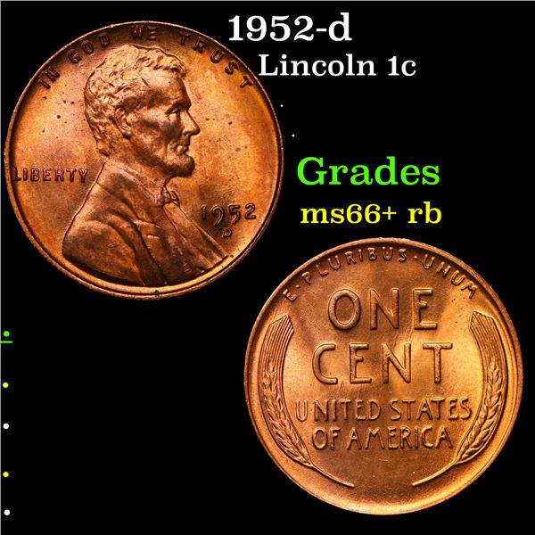 1952-d Lincoln Cent 1c Grades GEM++ RB