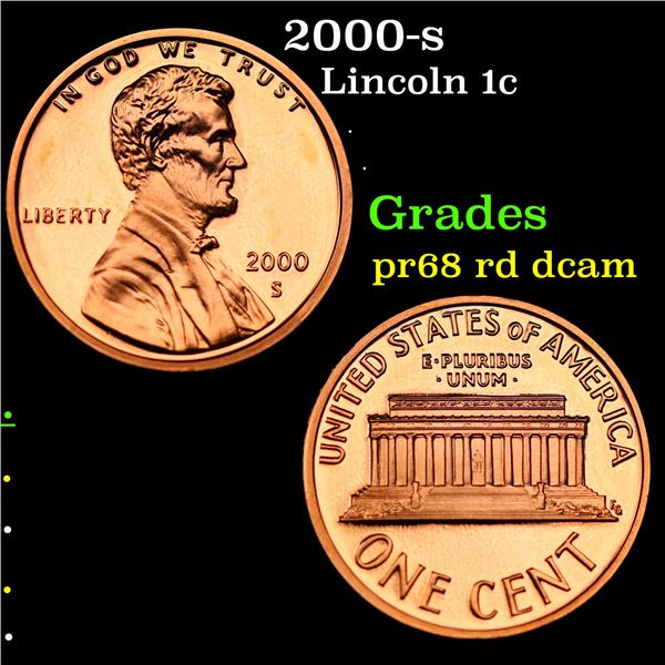 Proof 2000-s Lincoln Cent 1c Grades Gem++ Proof Red Deep cameo