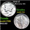 Image 1 : 1941-d Mercury Dime 10c Grades GEM+ FSB