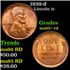Image 1 : 1939-d Lincoln Cent 1c Grades Gem+ Unc RD