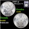 Image 1 : 1887-p Morgan Dollar $1 Graded ms66 BY SEGS