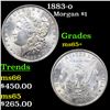 Image 1 : 1883-o Morgan Dollar $1 Grades GEM+ Unc