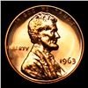 Image 2 : Proof 1963 Lincoln Cent 1c Grades Gem++ Proof Red