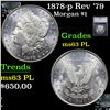 Image 1 : 1878-p Rev '79 Morgan Dollar $1 Graded ms63 PL By SEGS