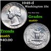 Image 1 : 1948-d Washington Quarter 25c Grades Choice+ Unc