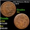 Image 1 : 1863 Wilsons Medal Civil War Token 1c Grades f+