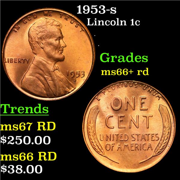 1953-s Lincoln Cent 1c Grades GEM++ RD