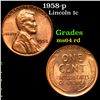 Image 1 : 1958-p Lincoln Cent 1c Grades Choice Unc RD