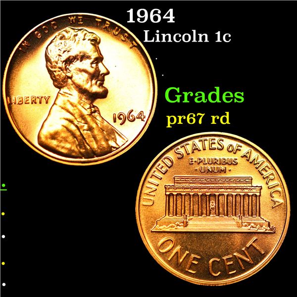 Proof 1964 Lincoln Cent 1c Grades Gem++ Proof Red