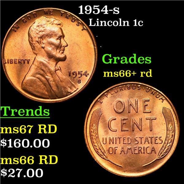 1954-s Lincoln Cent 1c Grades GEM++ RD
