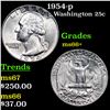 Image 1 : 1954-p Washington Quarter 25c Grades GEM++ Unc