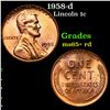 Image 1 : 1958-d Lincoln Cent 1c Grades Gem+ Unc RD