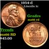 Image 1 : 1954-d Lincoln Cent 1c Grades GEM+ Unc RD