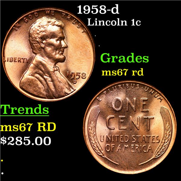 1958-d Lincoln Cent 1c Grades GEM++ Unc RD