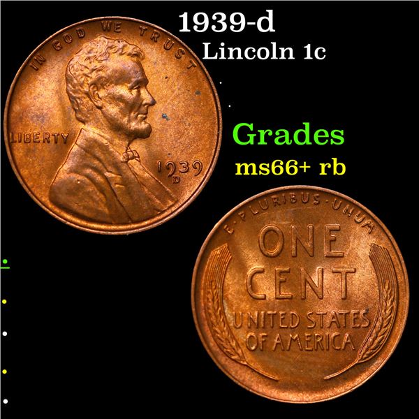 1939-d Lincoln Cent 1c Grades GEM++ RB
