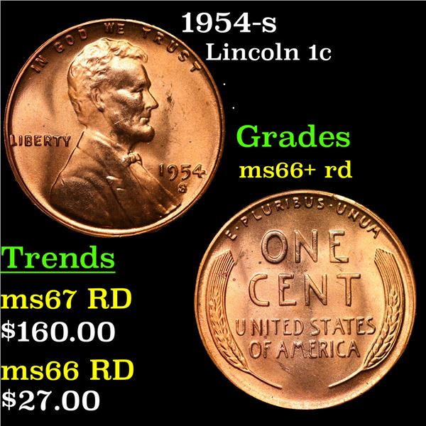1954-s Lincoln Cent 1c Grades GEM++ RD
