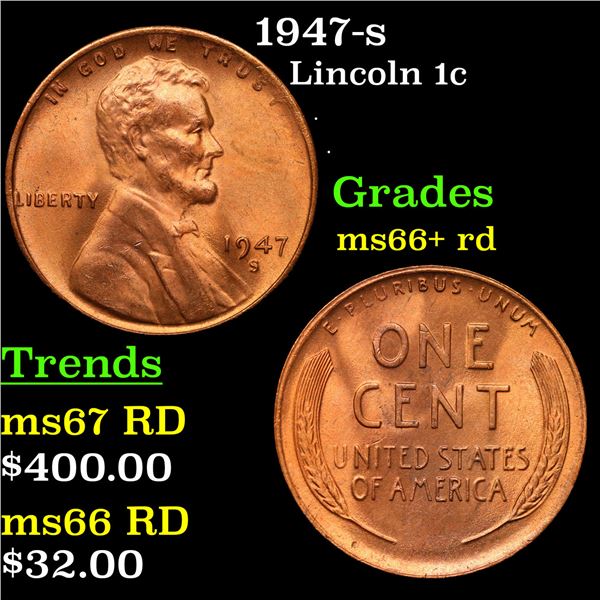 1947-s Lincoln Cent 1c Grades GEM++ RD