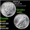 Image 1 : 1922-p Peace Dollar $1 Grades GEM+ Unc
