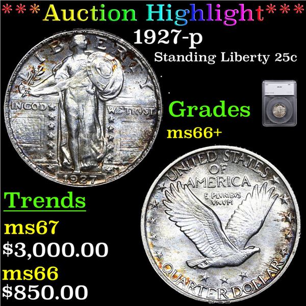 ***Auction Highlight*** 1927-p Standing Liberty Quarter 25c Graded ms66+ By SEGS (fc)