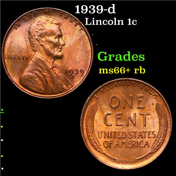 1939-d Lincoln Cent 1c Grades GEM++ RB