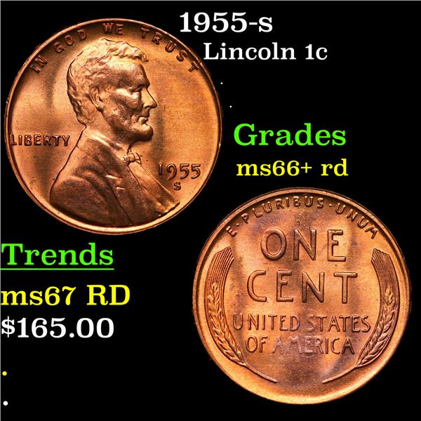 1955-s Lincoln Cent 1c Grades GEM++ RD
