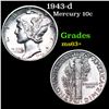 Image 1 : 1943-p Mercury Dime 10c Grades Select+ Unc