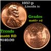 Image 1 : 1957-p Lincoln Cent 1c Grades Gem+ Unc RD