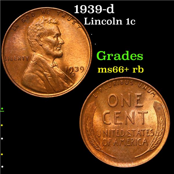 1939-d Lincoln Cent 1c Grades GEM++ RB