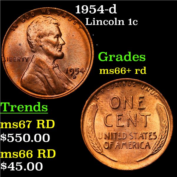 1954-d Lincoln Cent 1c Grades GEM++ RD