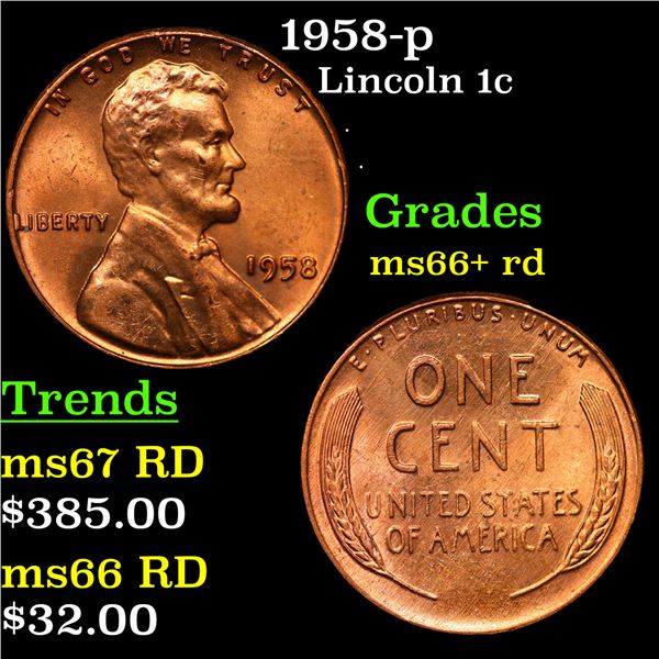 1958-p Lincoln Cent 1c Grades GEM++ RD